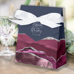 Modernes Burgund Silver Agate Navy Blue Geschenkschachtel