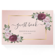 Modernes Burgundy Gold Blush Wedding Gästebuch