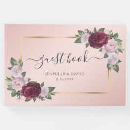 Modernes Burgundy Gold Blush Wedding Gästebuch