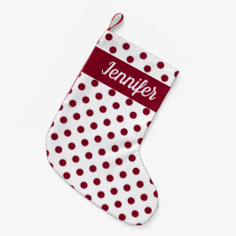 Modernes Burgundy Polka Dots Muster Kleiner Weihnachtsstrumpf
