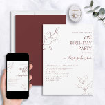Modernes Burgundy Script botanisch 60. Geburtstag Einladung<br><div class="desc">Nicht Ihre typische 60. Geburtstagsfeier! Mit dieser modernen burgundischen Schrift aus dem botanischen 60. Geburtstag erwecken Sie Ihren Gast einen Eindruck. Die atemberaubende Linienkunst ist zugleich delikat und komplex, die perfekte Kombination aus stilvollem und elegantem Ambiente, die Ihren besonderen Tag von der Erholung abhebt. Und wenn Sie die Karte mit...</div>