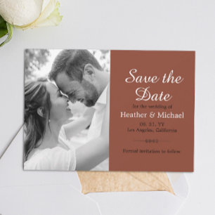 Modernes Burnt Orange Save the Date QR Code Weddin Einladung