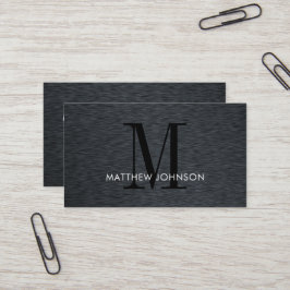 Modernes Büro für elegantes Monogram Black Brushed Visitenkarte