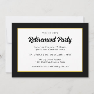 Modernes Business Black Frame Retirement Party Einladung