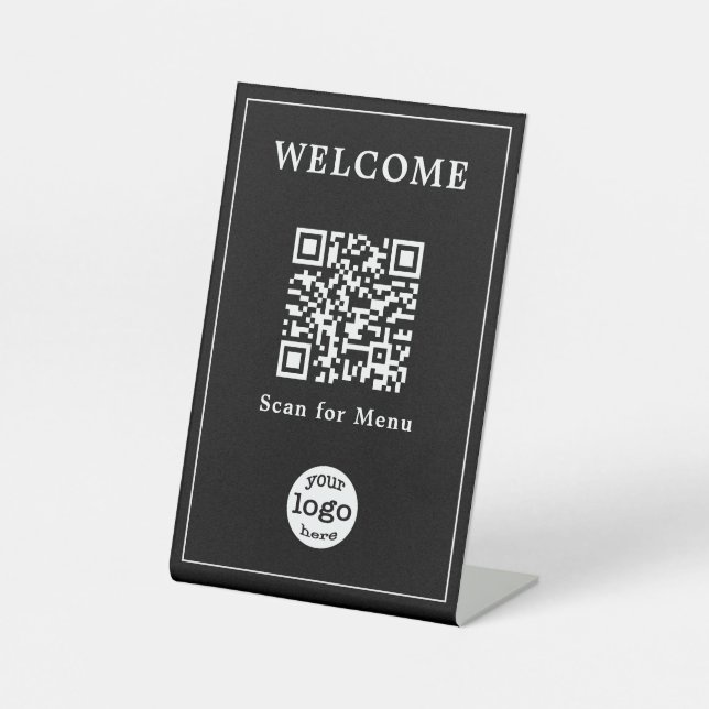 Modernes Business Café Restaurant Menü QR-Logo Sockelschild (Vorderseite)