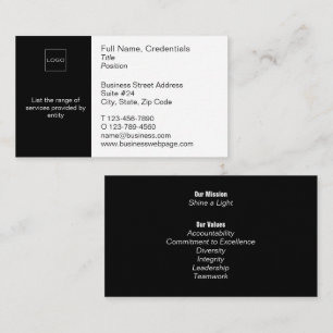 Modernes Business, Firmenlogo in Schwarz und Weiß Visitenkarte