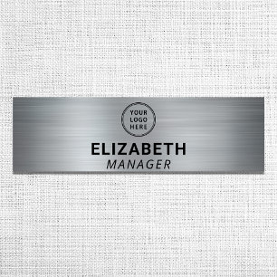Modernes Business-Logo in gebürstetem Silber Namensschild