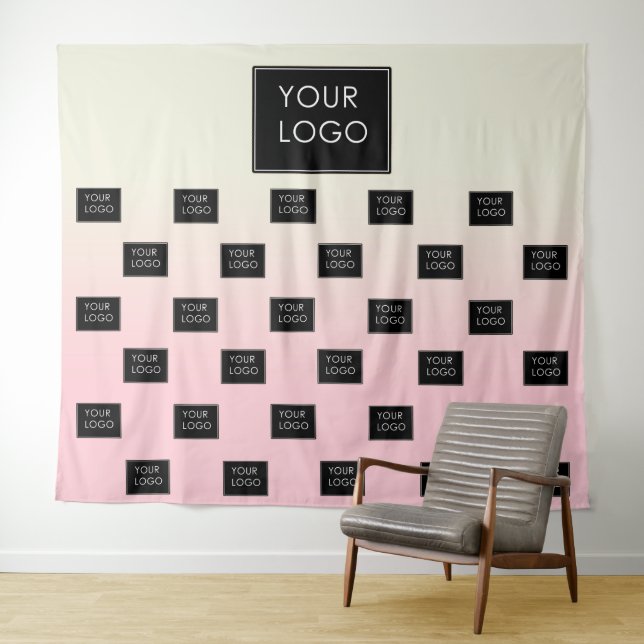 Modernes Business Logo Rosa Ombre Hintergrund Wandteppich (Beispiel (Horizontal))