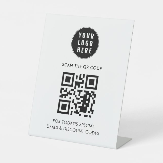 Modernes Business-Logo und QR-Code Sockelschild (Vorderseite)