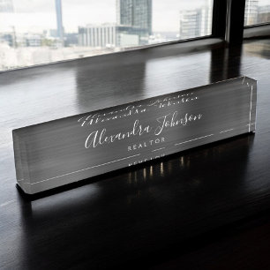 Modernes Business Schwarz Elegantes Beruflich Namensplakette