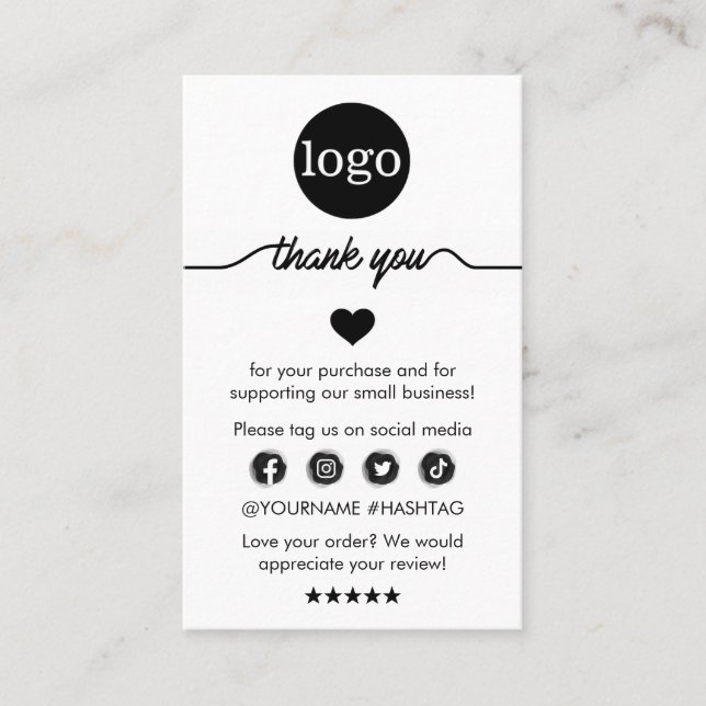 Modernes Business Vielen Dank für Ihre Bestellung Visitenkarte (Vorderseite)