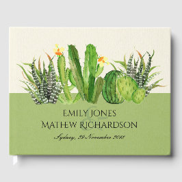 MODERNES CACTUS FLORAL GARDEN WATERCOLOR MONOGRAMM GÄSTEBUCH