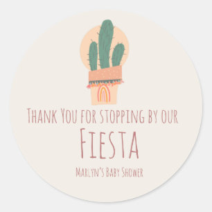 Modernes Cactus Potted Pflanze Rainbow Bridal Baby Runder Aufkleber