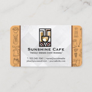 Modernes Cafe-Logo Kaffee-Accessoires-Muster Visitenkarte