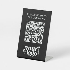 Modernes Café QR Code Black Menu Logo kontaktlos Sockelschild