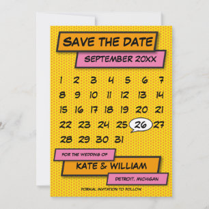Modernes Calendar Fun Comic Save the Date buchen