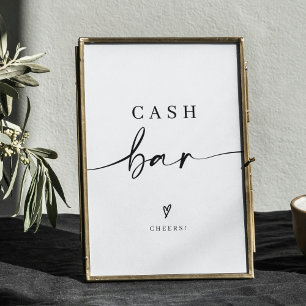 Modernes Calligrafisches Hochzeitgeld-Bar-Zeichen Poster