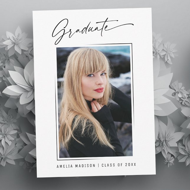 Modernes Calligrafy Ink Script Graduate Foto Ankündigung (Von Creator hochgeladen)