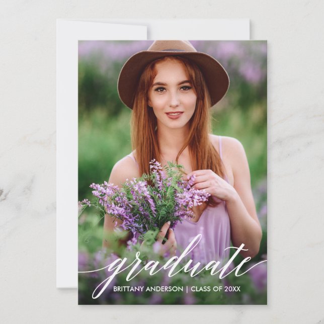 Modernes Calligrafy Script Graduate Foto Ankündigung (Vorderseite)