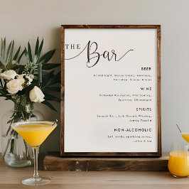 Modernes Calligrafy Wedding Bar Menu Sign Poster