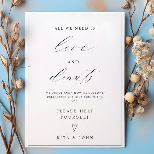 Modernes Calligraphy Dunot Bar Wedding Cake Sign Poster