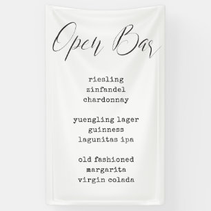 Modernes Calligraphy Fabric Bar Menu Wedding Sign Banner