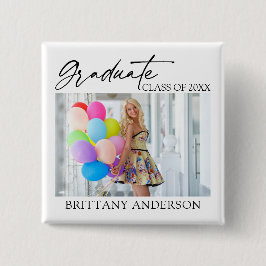 Modernes Calligraphy Ink Graduate Foto Square Button