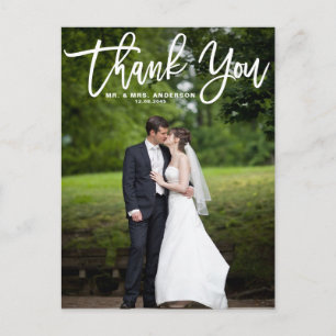 Modernes Calligraphy Overlay Foto Hochzeit Vielen  Postkarte