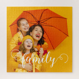 Modernes Calligraphy Script Overlay Family Foto Puzzle