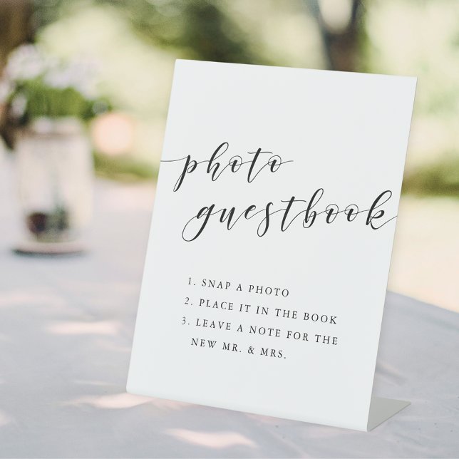 Modernes Calligraphy Wedding Foto Guestbook Sockelschild (Von Creator hochgeladen)