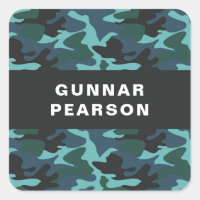 Modernes Camouflage Muster Name Black Square Stick