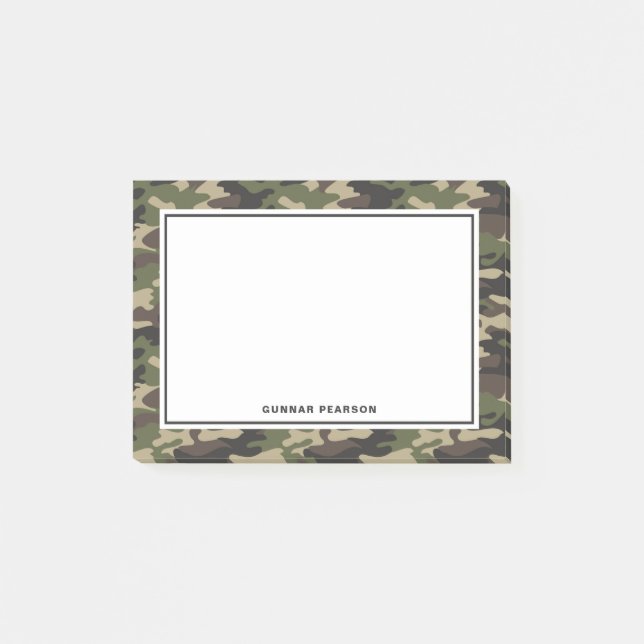 Modernes Camouflage Muster Name Schwarz Post-it Klebezettel (Vorderseite)