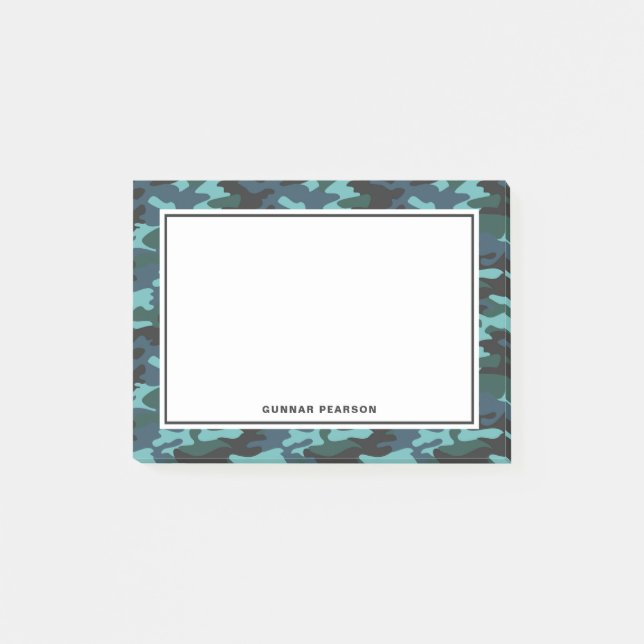 Modernes Camouflage-Muster Name Schwarze Post-it-N Post-it Klebezettel (Vorderseite)