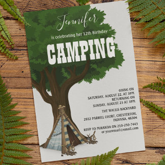 Modernes Camping Einladung zur Geburtstagsfeier