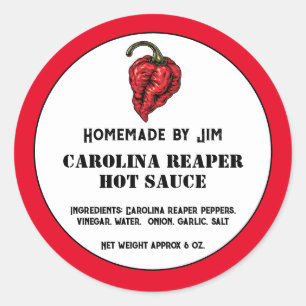 Modernes Carolina Sensenmann Pepper Hot Sauce Labe Runder Aufkleber