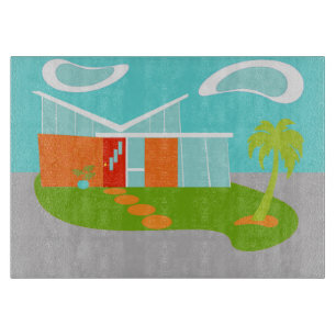 Modernes Cartoon House Cutting Board aus dem Mitte Schneidebrett