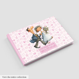 Modernes Cartoon Wedding Couple Gästebuch