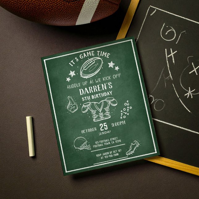 Modernes Chalkboard Football Budget Geburtstag Ein (Von Creator hochgeladen)