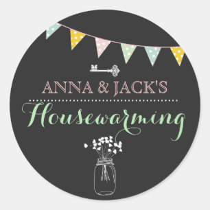 Modernes Chalkboard Housewarming-Sticker Runder Aufkleber