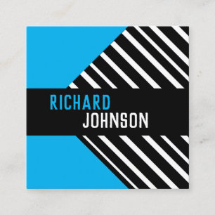 modernes chaotisches türkisfarbenes und schwarzes  quadratische visitenkarte