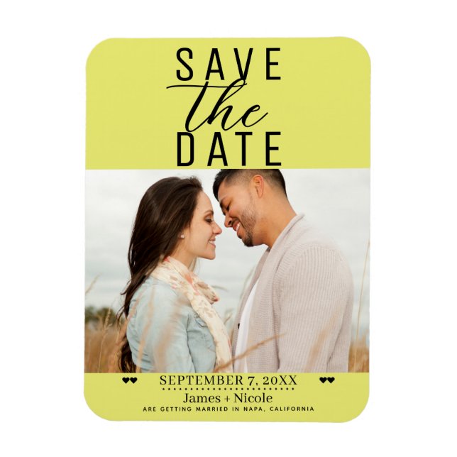 Modernes Chartreuse Save the Date Hochzeitsszitz F Magnet (Vertikal)