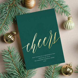 Modernes Cheers Non-Foto Business Green Gold Folien Feiertagskarte
