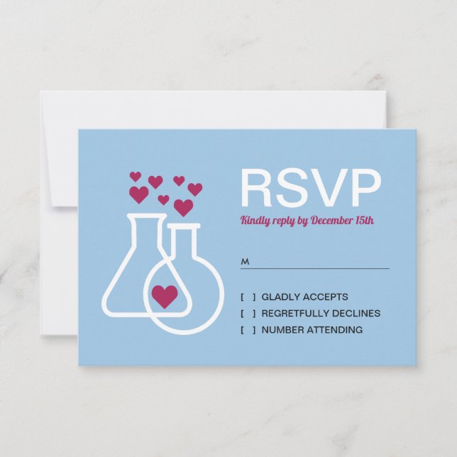 Modernes Chemie-Herz-Hochzeit RSVP (Vorderseite)