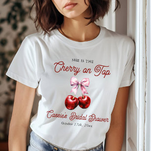 Modernes Cherry auf dem rosa Brautparty T-Shirt