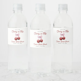Modernes Cherry auf dem rosa Brautparty Wasserflaschenetikett