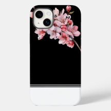 Modernes Cherry Blossom Black iPhone 14 Plus Fall