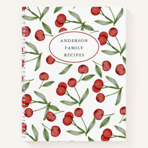 Modernes Cherry Muster Personalisierte Rezept Note Notizbuch