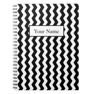 Modernes Chevron-Zickzack-Muster in Schwarz und We Notizblock