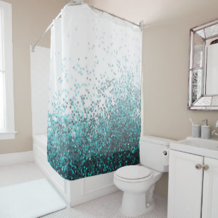 Modernes Chic-Aqua-Grün-aquamarine silberne Duschvorhang