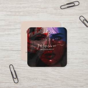 Modernes Chic Beauty Cream Beige Lässiges Script F Quadratische Visitenkarte